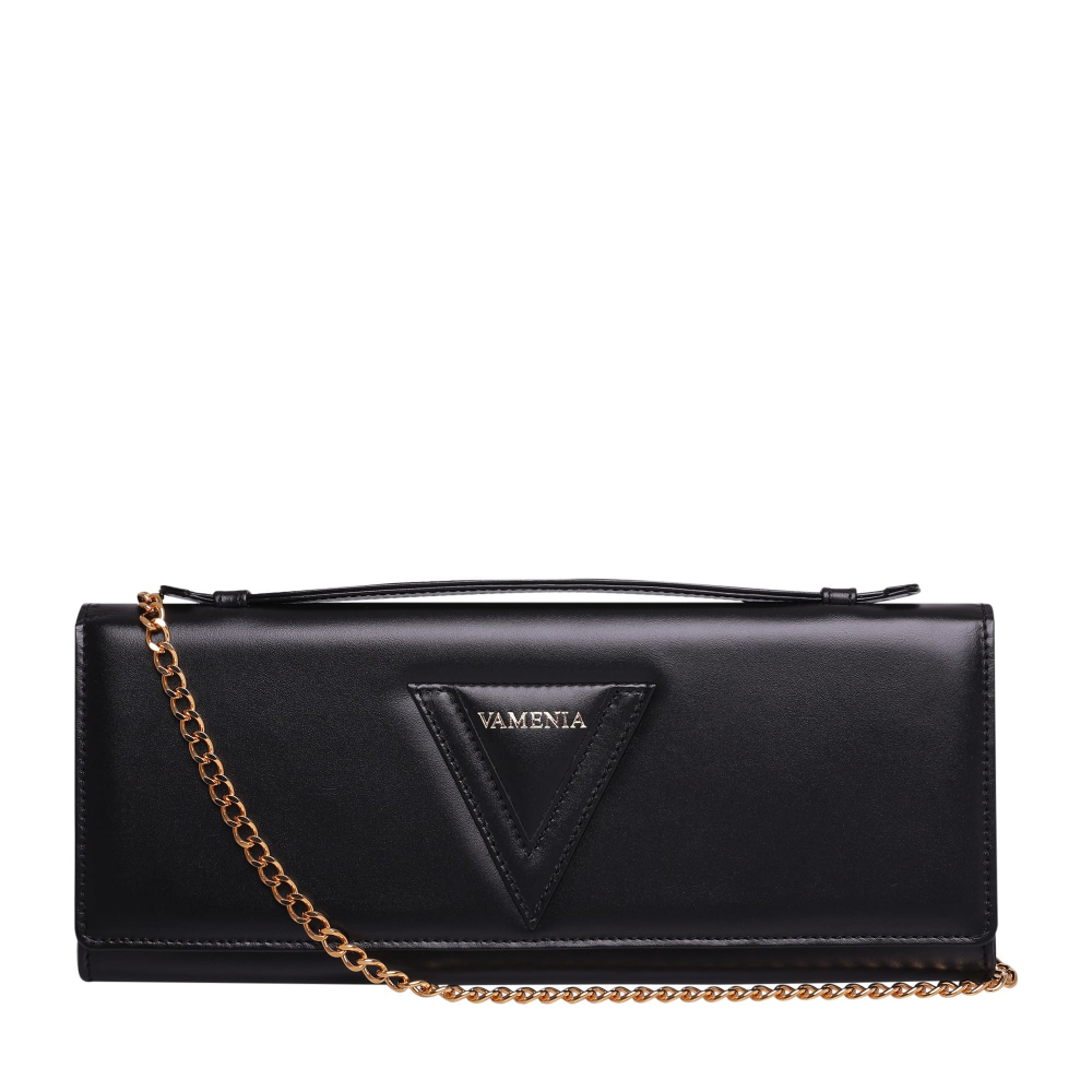 Lange Clutch aus Kalbsleder in schwarz